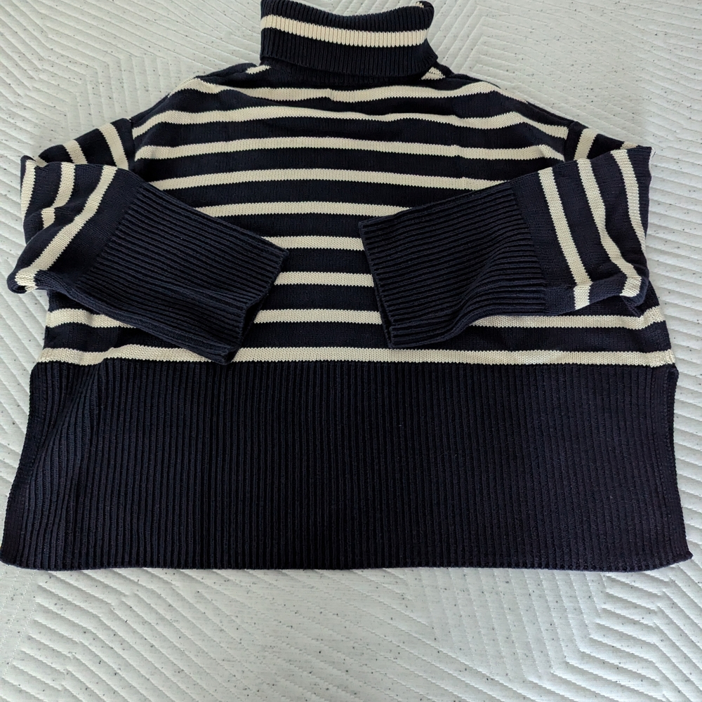 GAP Navy and Cream Striped Turtleneck